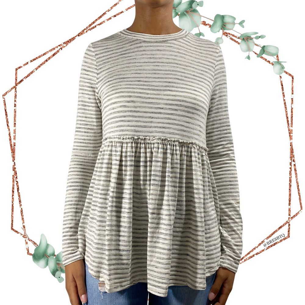 Altar'd state striped long sleeve babydoll top M